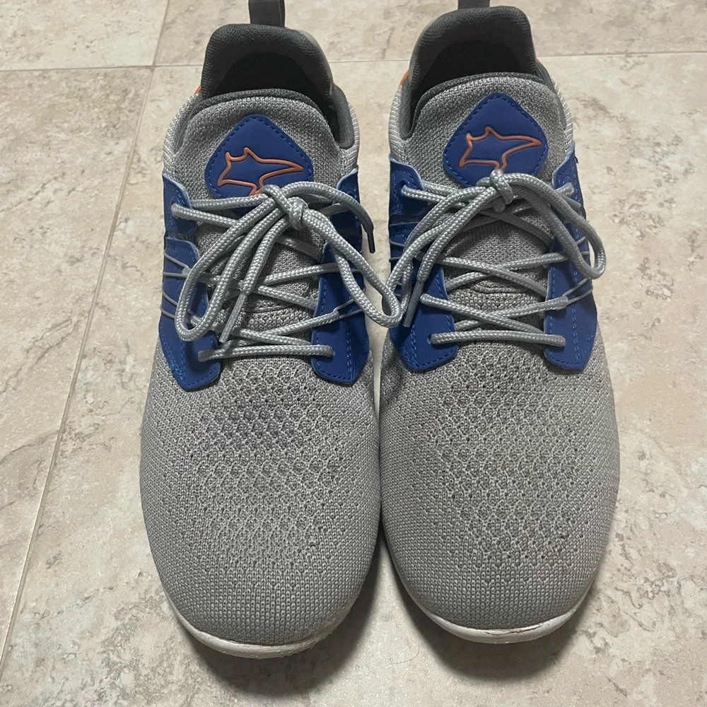 Oceania Fastnet Boat Shoe, Light Grey/Orange/Blue. Size 9